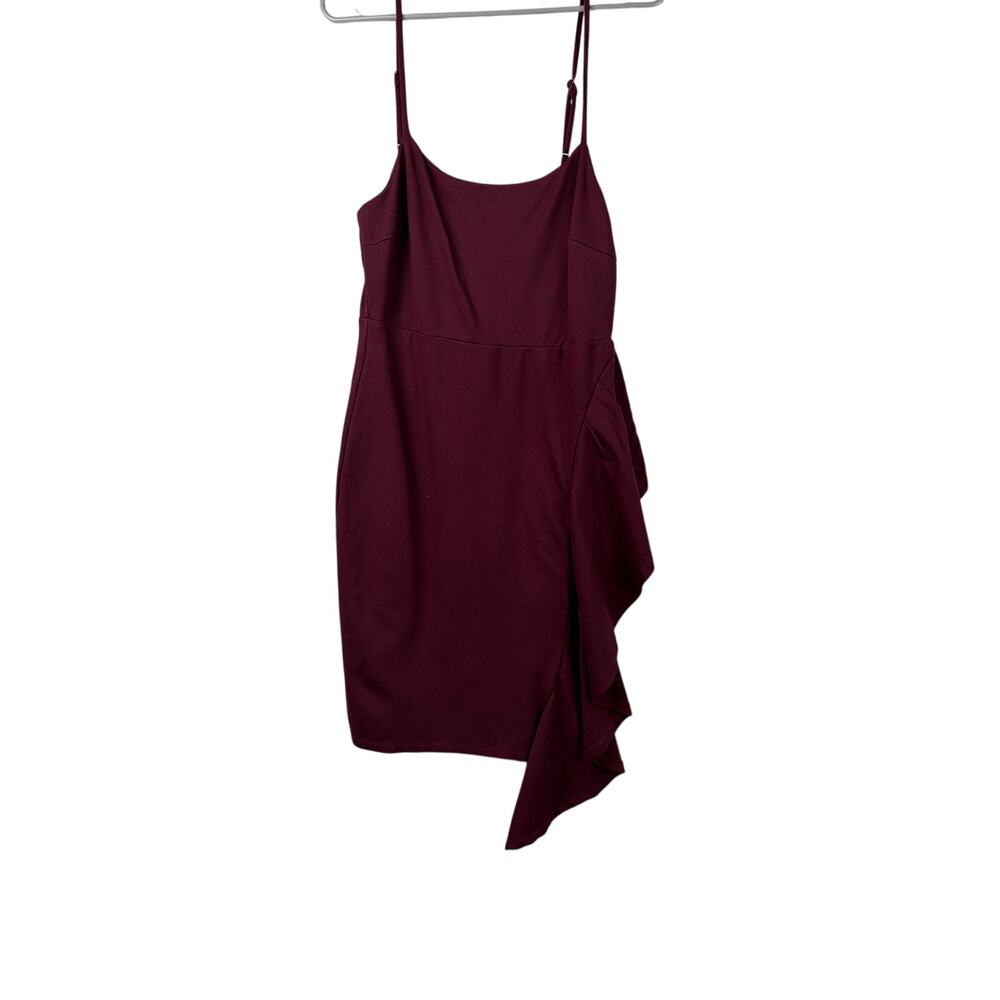 Lulus Adelaide Burgundy Ruffle Bodycon Dress - Size L - Picture 3 of 8
